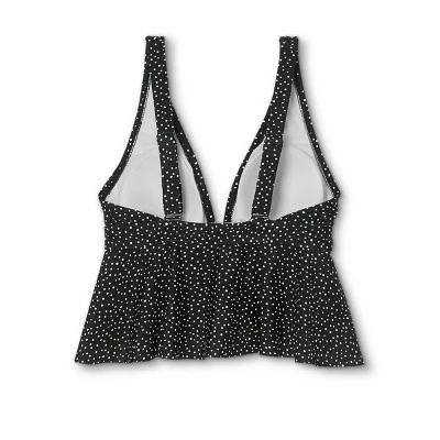 Women's Peplum V-Neck Crop Tankini Top - Kona Sol™ Black 7 Women's Peplum V-Neck Crop Tankini Top - Kona Sol™ Black - Image 5