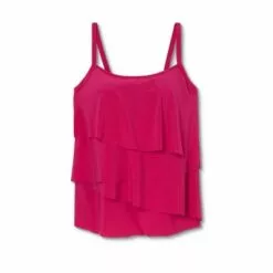 Women's Angled Tiered Tankini Top - Aqua Green® Dark Pink -Swimsuits Popular Store unnamed file 9765
