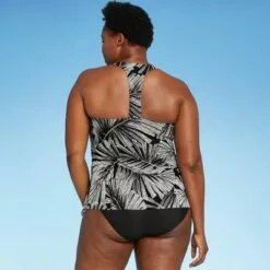 Women's Mesh Overlay Tankini Top - Aqua Green® Black & White -Swimsuits Popular Store unnamed file 9769