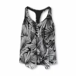 Women's Mesh Overlay Tankini Top - Aqua Green® Black & White -Swimsuits Popular Store unnamed file 9770