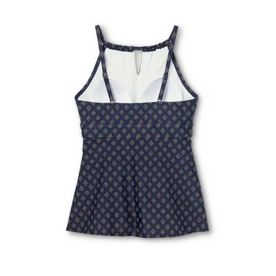 Women's Keyhole High Neck Tankini Top - Kona Sol™ Oxford Blue 7 Women's Keyhole High Neck Tankini Top - Kona Sol™ Oxford Blue - Image 5