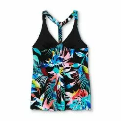 Women's V-Neck Racerback Tankini Top- Aqua Green® Black Multi -Swimsuits Popular Store unnamed file 9790