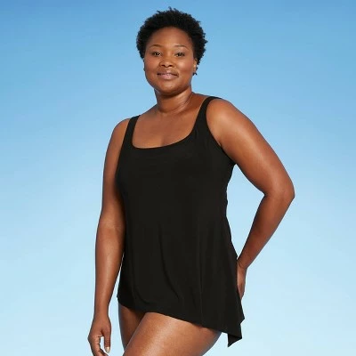 Women's Side-Tie Tankini Top - Aqua Green® Black 4 Women's Side-Tie Tankini Top - Aqua Green® Black - Image 2