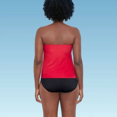 Women's Slimming Control Draped Bandeau Tankini Top - Dreamsuit by Miracle Brands Red 6 Women's Slimming Control Draped Bandeau Tankini Top - Dreamsuit by Miracle Brands Red - Image 4