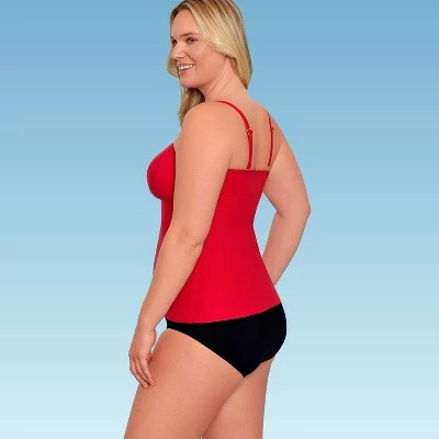 Women's Slimming Control Draped Bandeau Tankini Top - Dreamsuit by Miracle Brands Red 9 Women's Slimming Control Draped Bandeau Tankini Top - Dreamsuit by Miracle Brands Red - Image 7