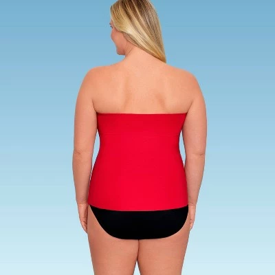 Women's Slimming Control Draped Bandeau Tankini Top - Dreamsuit by Miracle Brands Red 10 Women's Slimming Control Draped Bandeau Tankini Top - Dreamsuit by Miracle Brands Red - Image 8