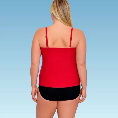 Women's Slimming Control Draped Bandeau Tankini Top - Dreamsuit by Miracle Brands Red 11 Women's Slimming Control Draped Bandeau Tankini Top - Dreamsuit by Miracle Brands Red - Image 9