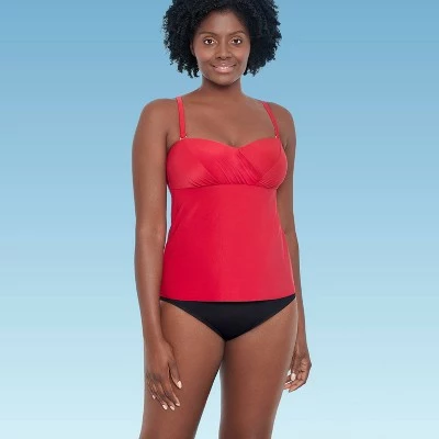 Women's Slimming Control Draped Bandeau Tankini Top - Dreamsuit by Miracle Brands Red 17 Women's Slimming Control Draped Bandeau Tankini Top - Dreamsuit by Miracle Brands Red - Image 15
