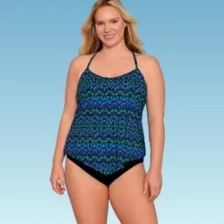 Women's Slimming Control V-Front Tankini Top - Dreamsuit by Miracle Brands Blue -Swimsuits Popular Store unnamed file 9901