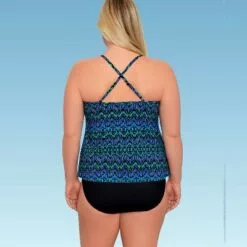 Women's Slimming Control V-Front Tankini Top - Dreamsuit by Miracle Brands Blue -Swimsuits Popular Store unnamed file 9902