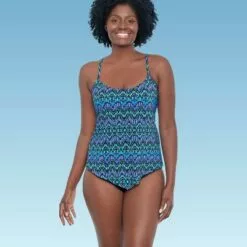Women's Slimming Control V-Front Tankini Top - Dreamsuit by Miracle Brands Blue -Swimsuits Popular Store unnamed file 9906