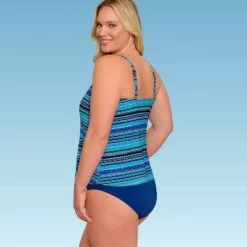 Women's Slimming Control Straight Neck Tankini Top - Dreamsuit by Miracle Brands Blue -Swimsuits Popular Store unnamed file 9910