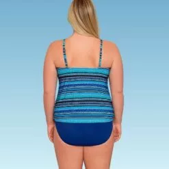 Women's Slimming Control Straight Neck Tankini Top - Dreamsuit by Miracle Brands Blue -Swimsuits Popular Store unnamed file 9911