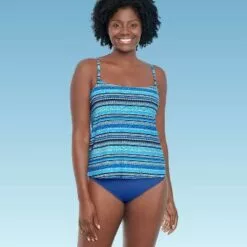 Women's Slimming Control Straight Neck Tankini Top - Dreamsuit by Miracle Brands Blue -Swimsuits Popular Store unnamed file 9914