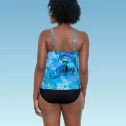 Women's Slimming Control Scoop Neck Tankini Top - Dreamsuit by Miracle Brands Blue