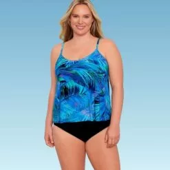 Women's Slimming Control Scoop Neck Tankini Top - Dreamsuit by Miracle Brands Blue -Swimsuits Popular Store unnamed file 9929
