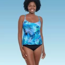 Women's Slimming Control Scoop Neck Tankini Top - Dreamsuit by Miracle Brands Blue -Swimsuits Popular Store unnamed file 9934