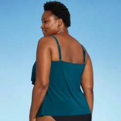 Women's V-Neck Angled Tiered Tankini Top - Aqua Green® Blue -Swimsuits Popular Store unnamed file 9950