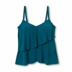 Women's V-Neck Angled Tiered Tankini Top - Aqua Green® Blue -Swimsuits Popular Store unnamed file 9951