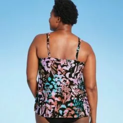 Women's High Neck Keyhole Tankini Top - Aqua Green® Multi -Swimsuits Popular Store unnamed file 9959