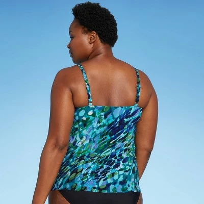 Women's Angled Tiered Tankini Top - Aqua Green® Blue 5 Women's Angled Tiered Tankini Top - Aqua Green® Blue - Image 3