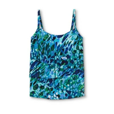 Women's Angled Tiered Tankini Top - Aqua Green® Blue 6 Women's Angled Tiered Tankini Top - Aqua Green® Blue - Image 4