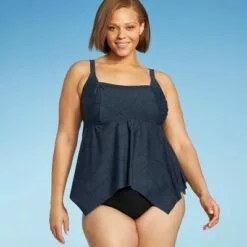 Women's Plus Size Bandeau Flyaway Tankini Top - Kona Sol™ Multi -Swimsuits Popular Store unnamed file 9998